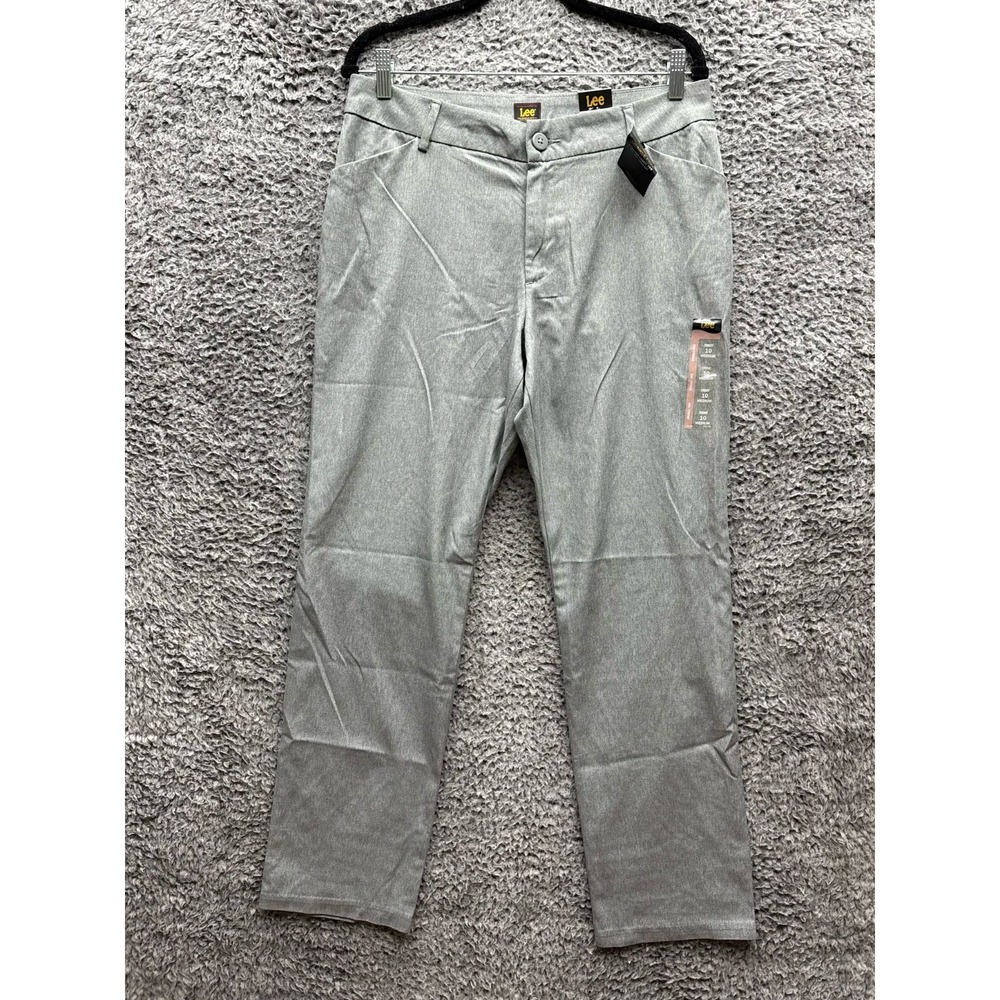 NWT Lee Wrinkle Free Relaxed Fit Straight Leg Pants Heather Gray Women's 10 M